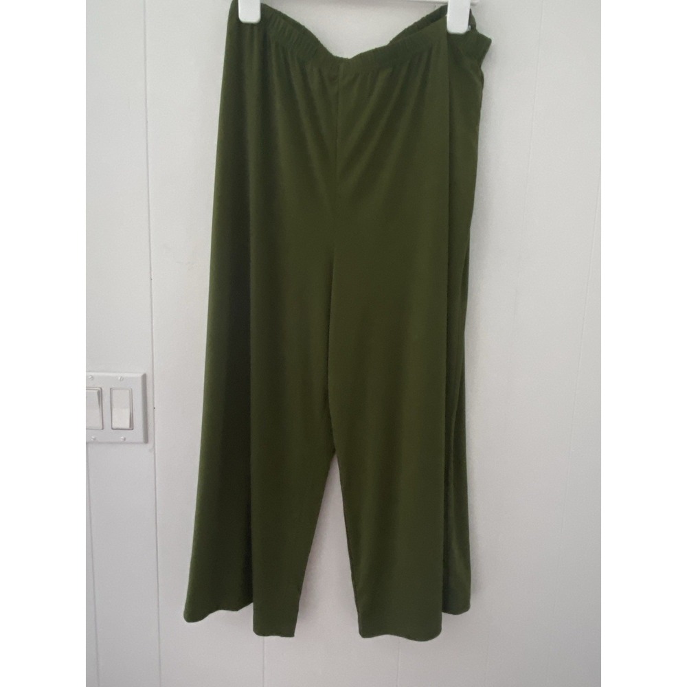 Bob Mackie Wearable Art Wide Leg Pants Green Pull On Womens 2XL‎ Stretch